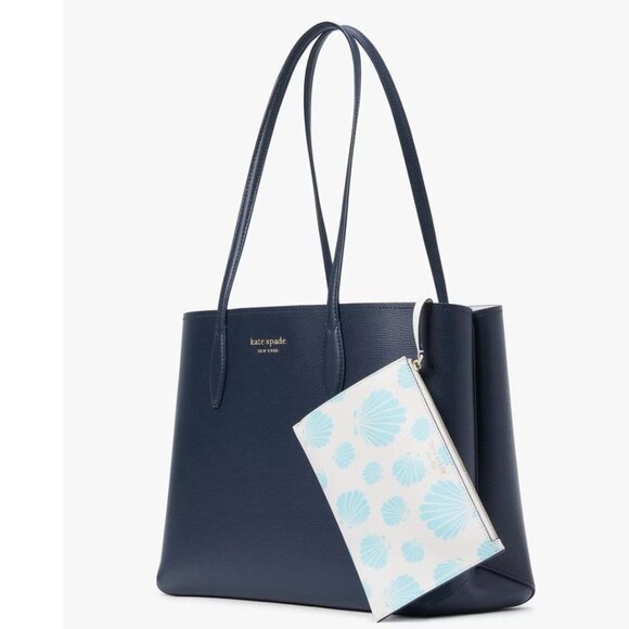 kate spade Handbags - Kate Spade All Day Large Tote Blue Seashell Pop Leather Wristlet Shoulder Bag